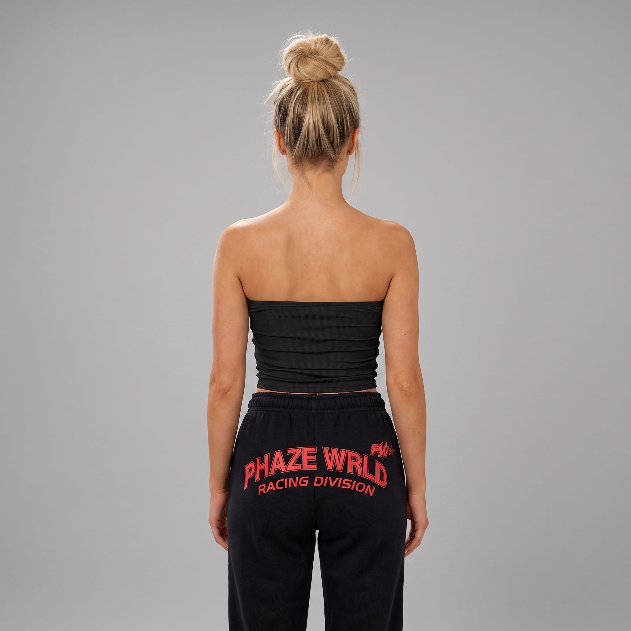 Phaze Wrld Snake Print Ruched Tube Top — Black