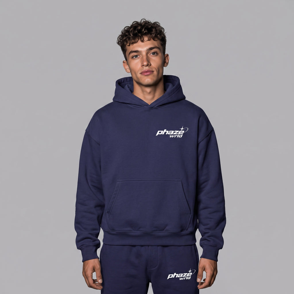 Blue Frequency Cosmic Diamond Boxy Graphic Hoodie