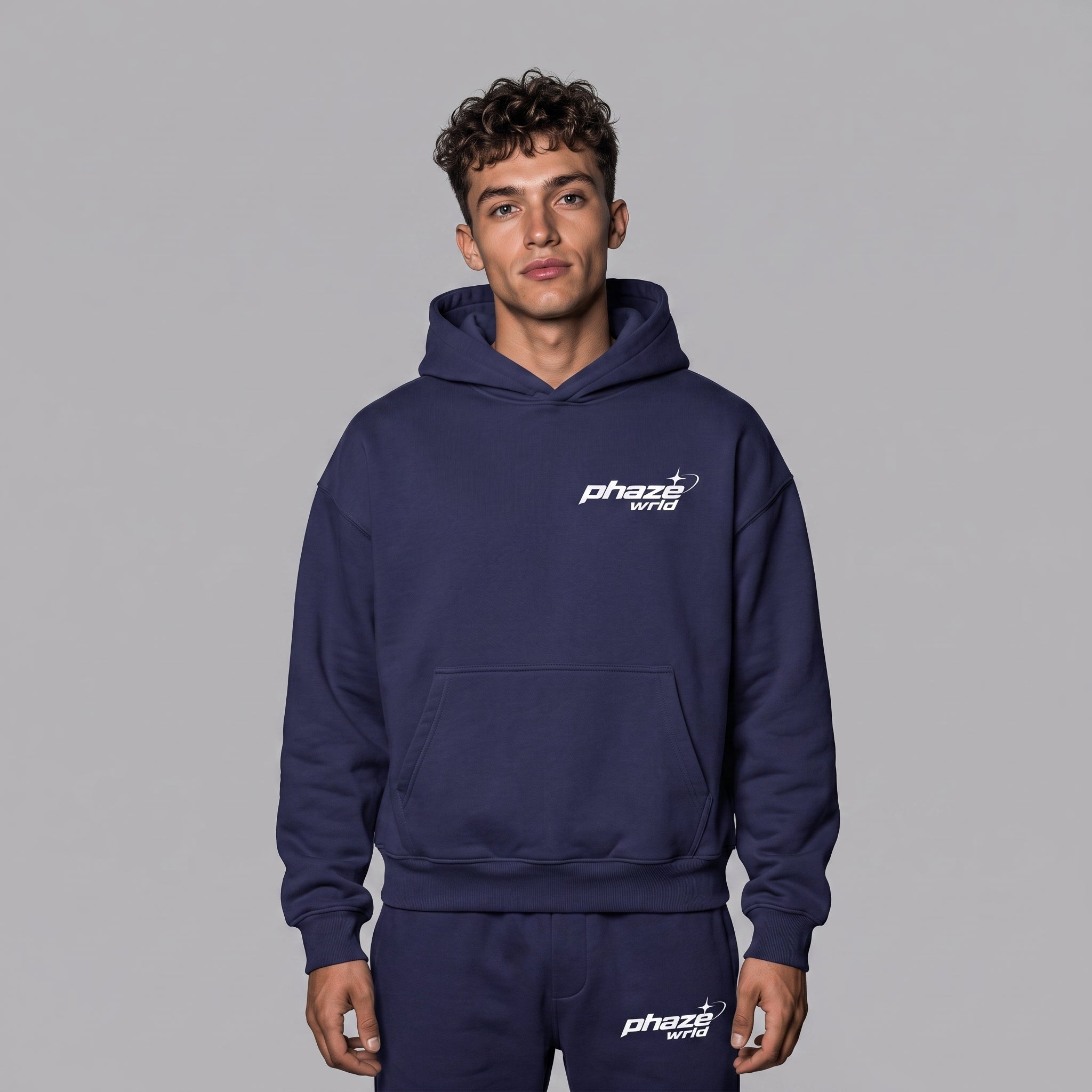 Blue Frequency Cosmic Diamond Boxy Graphic Hoodie