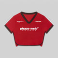 Phaze Wrld™ World In Motion Jersey Red Crop Tee