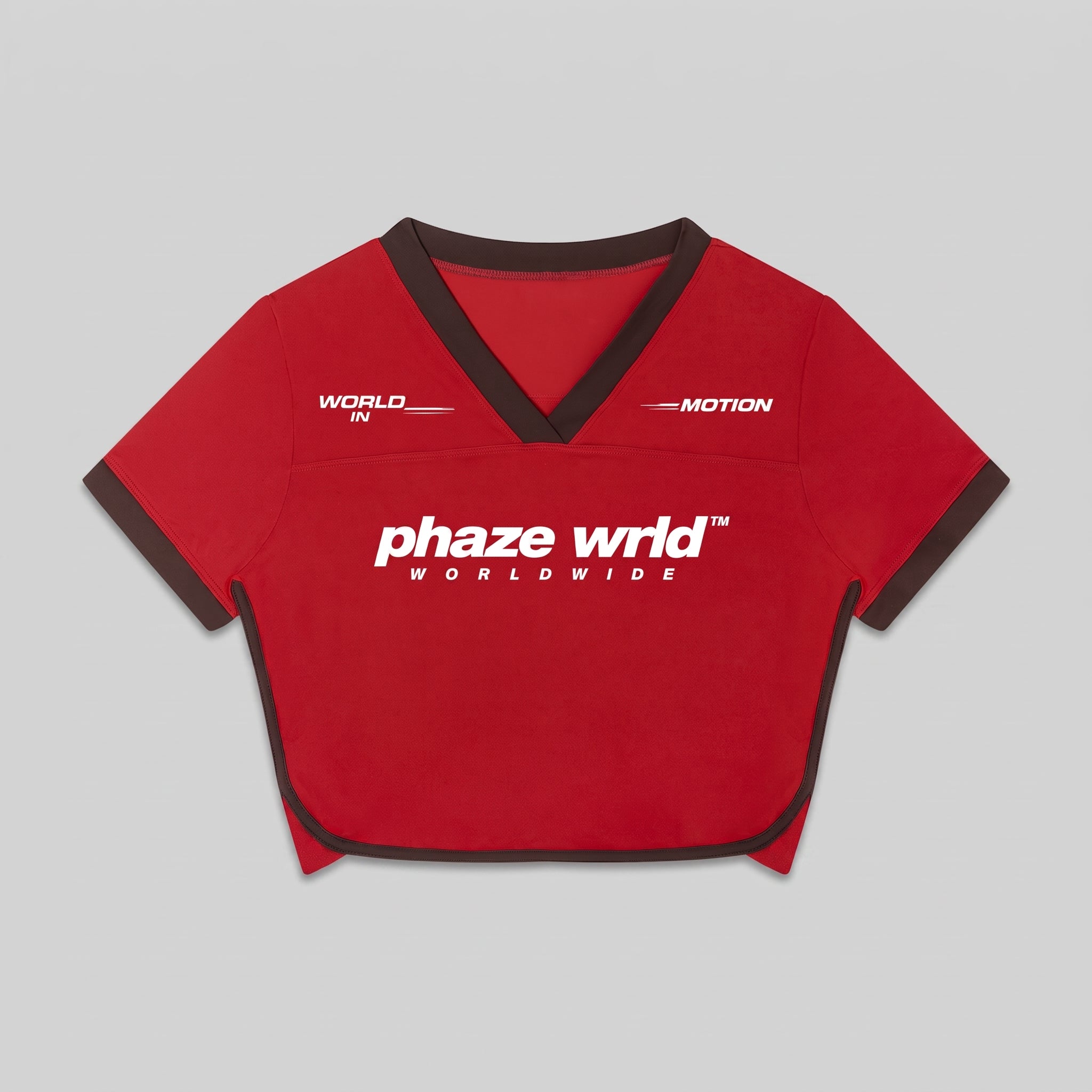 Phaze Wrld™ World In Motion Jersey Red Crop Tee
