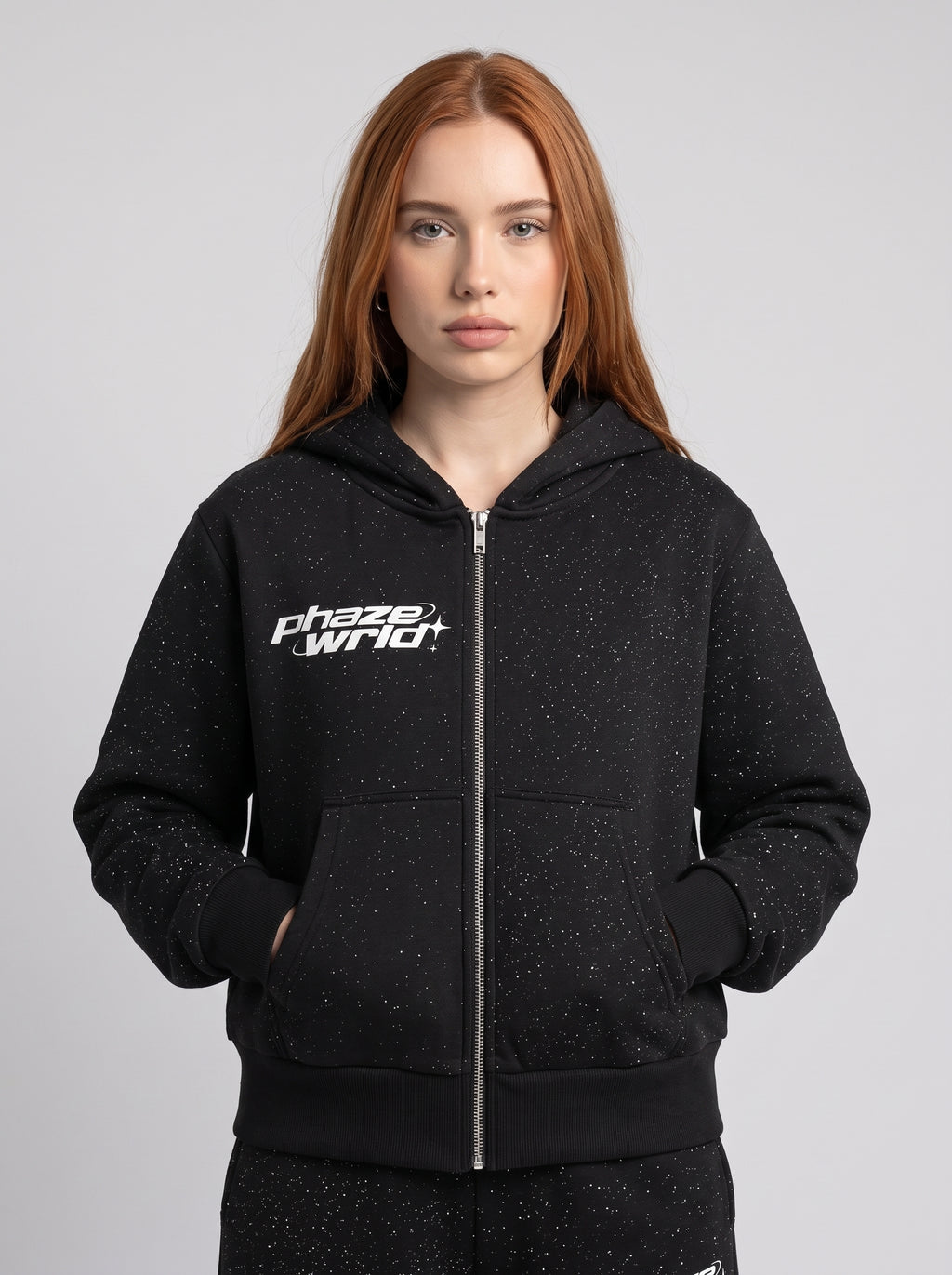 Sparkles Fleece Full Zip Hoodie - Black
