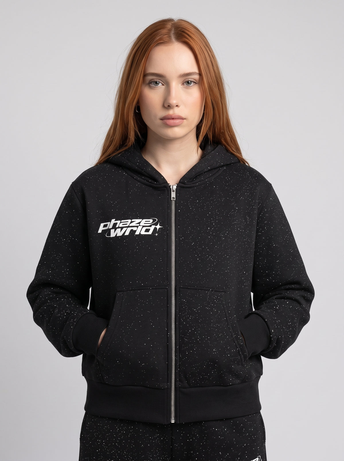 Sparkles Fleece Full Zip Hoodie - Black