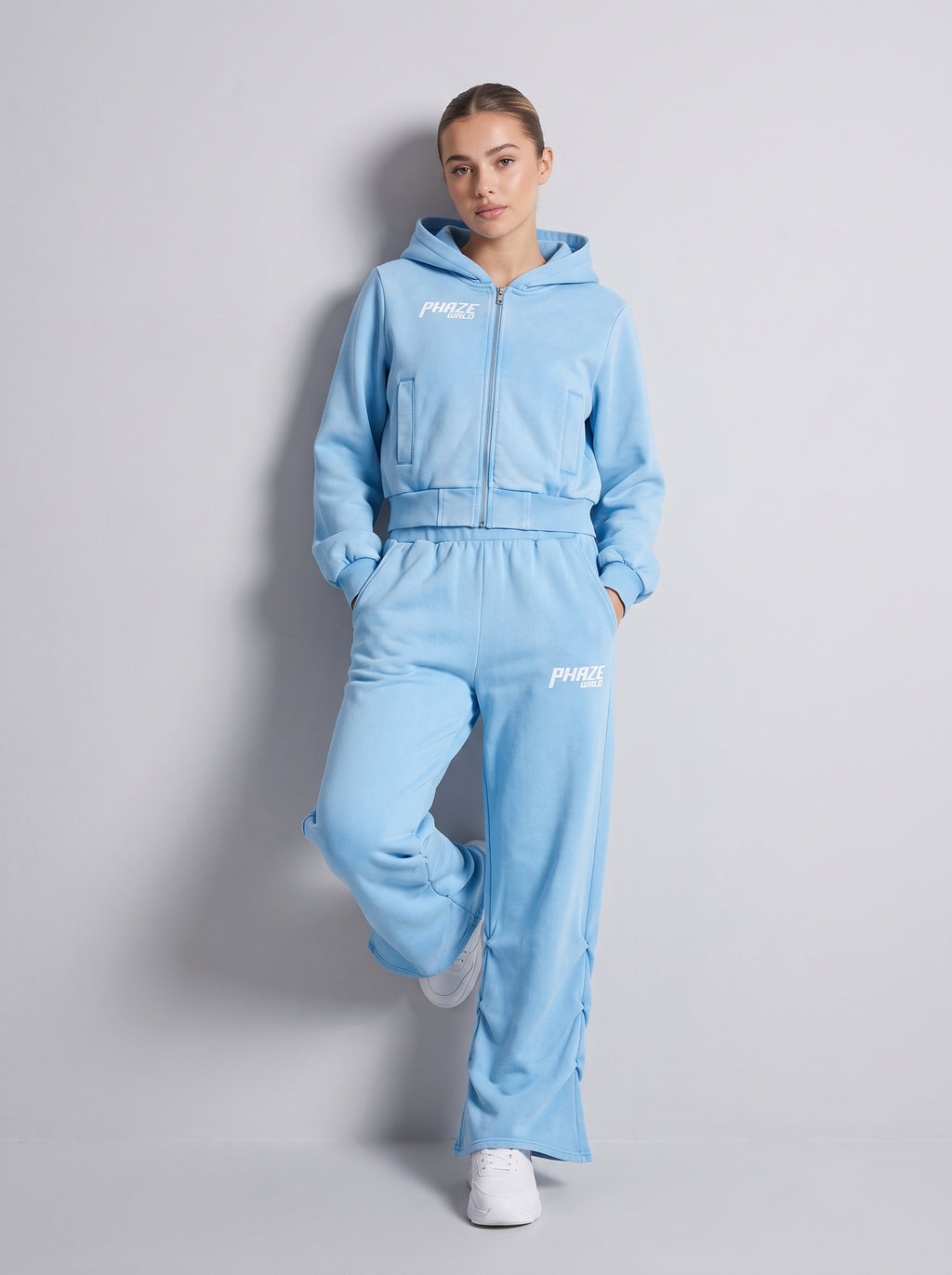 Vintage Wash Sky Blue Full Zip Hoodie