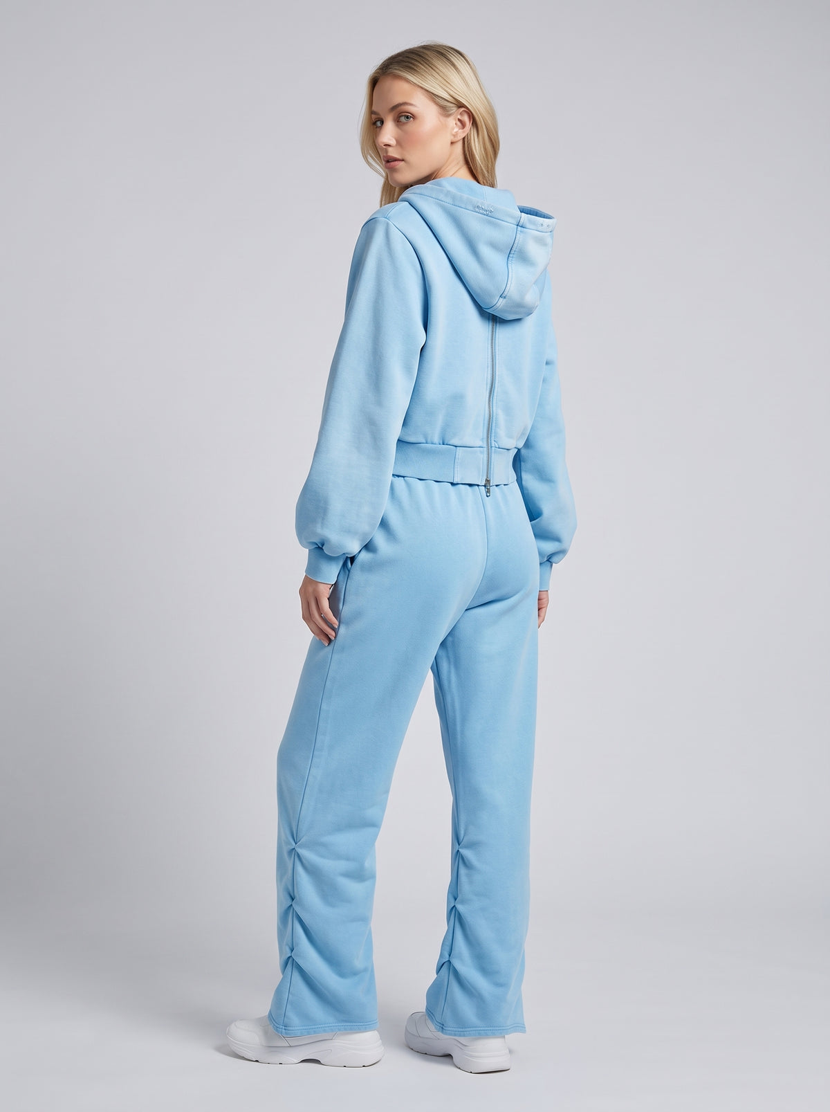 Vintage Wash Sky Blue Full Zip Hoodie