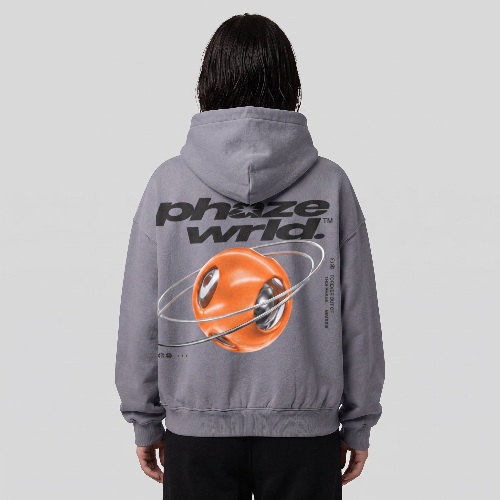 Out of This Phaze Orange Orbit Boxy Graphic Hoodie