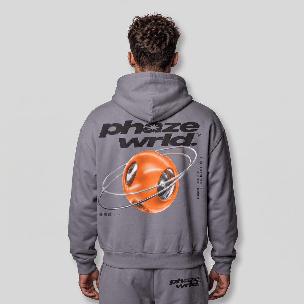 Out of This Phaze Orange Orbit Boxy Graphic Hoodie