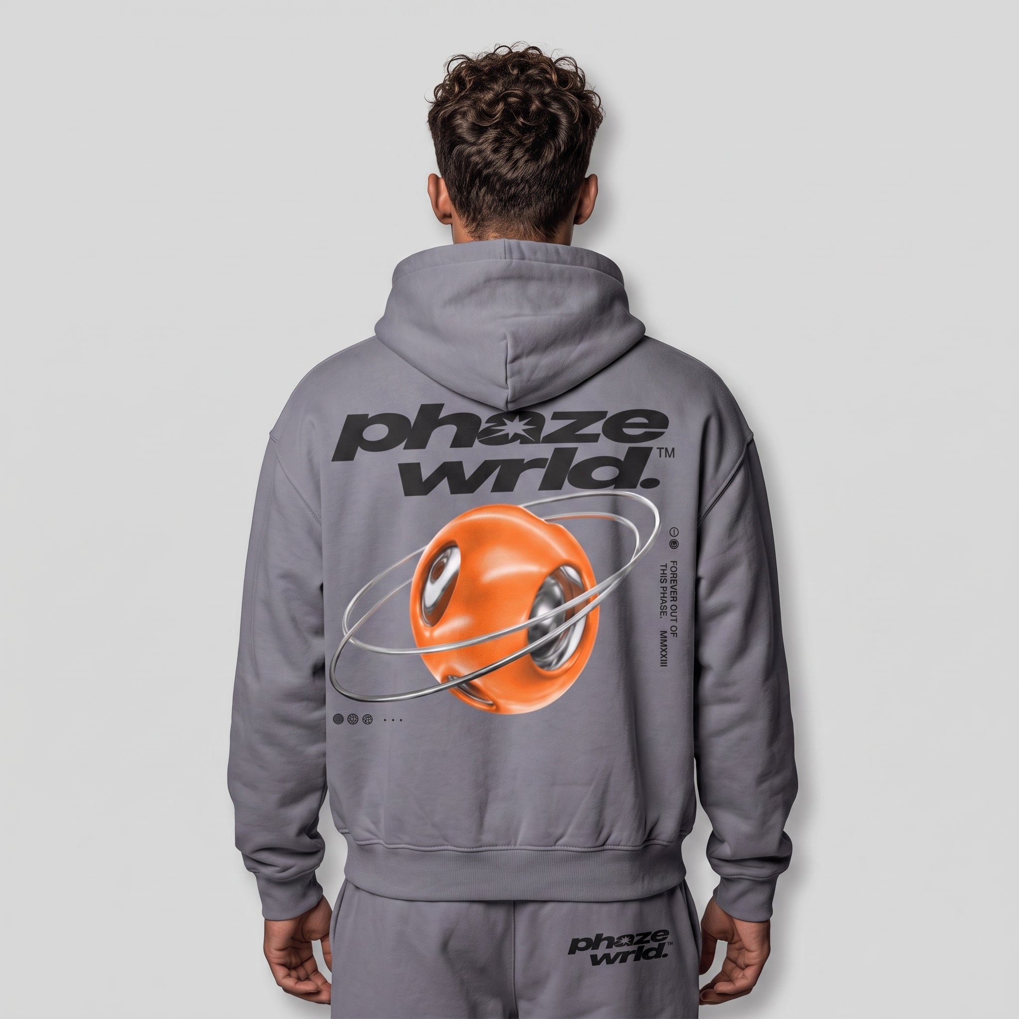 Out of This Phaze Orange Orbit Boxy Graphic Hoodie