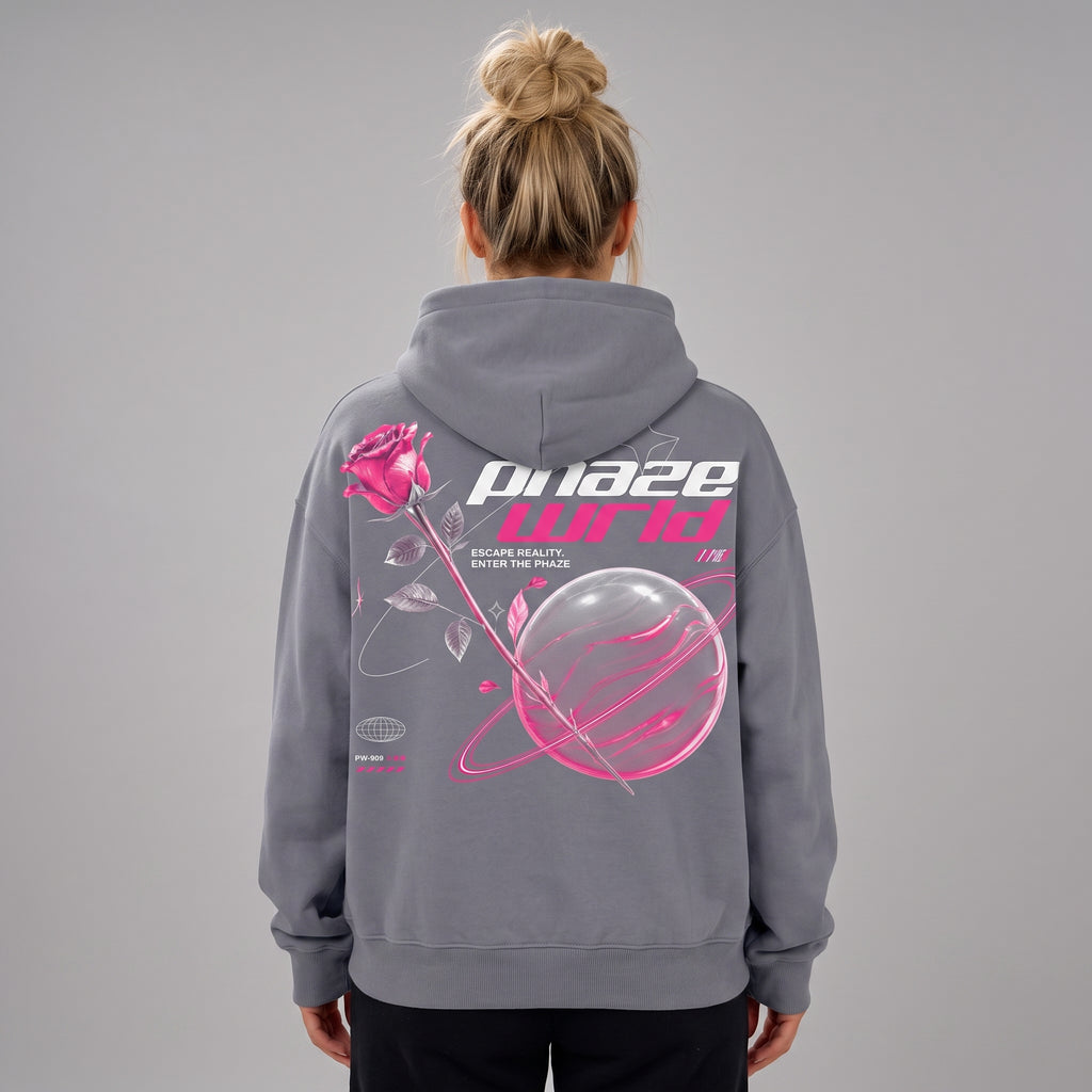 Escape Reality Rose Planet Boxy Graphic Hoodie