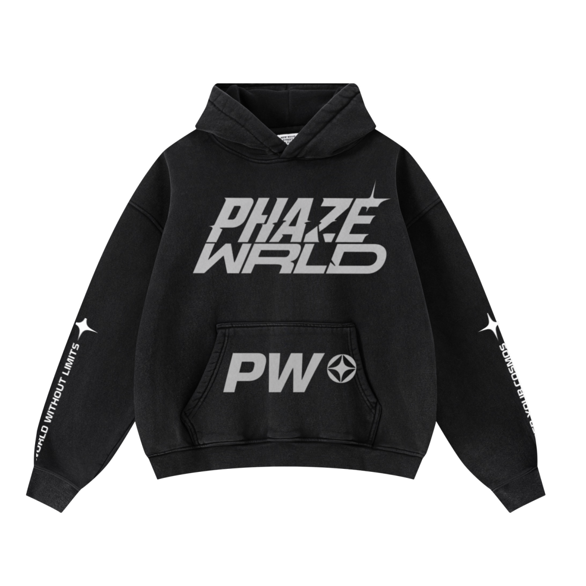 Streetwear 400GSM Unisex Washed Heavyweight Boxy-Fit Hoodie Vintage Black