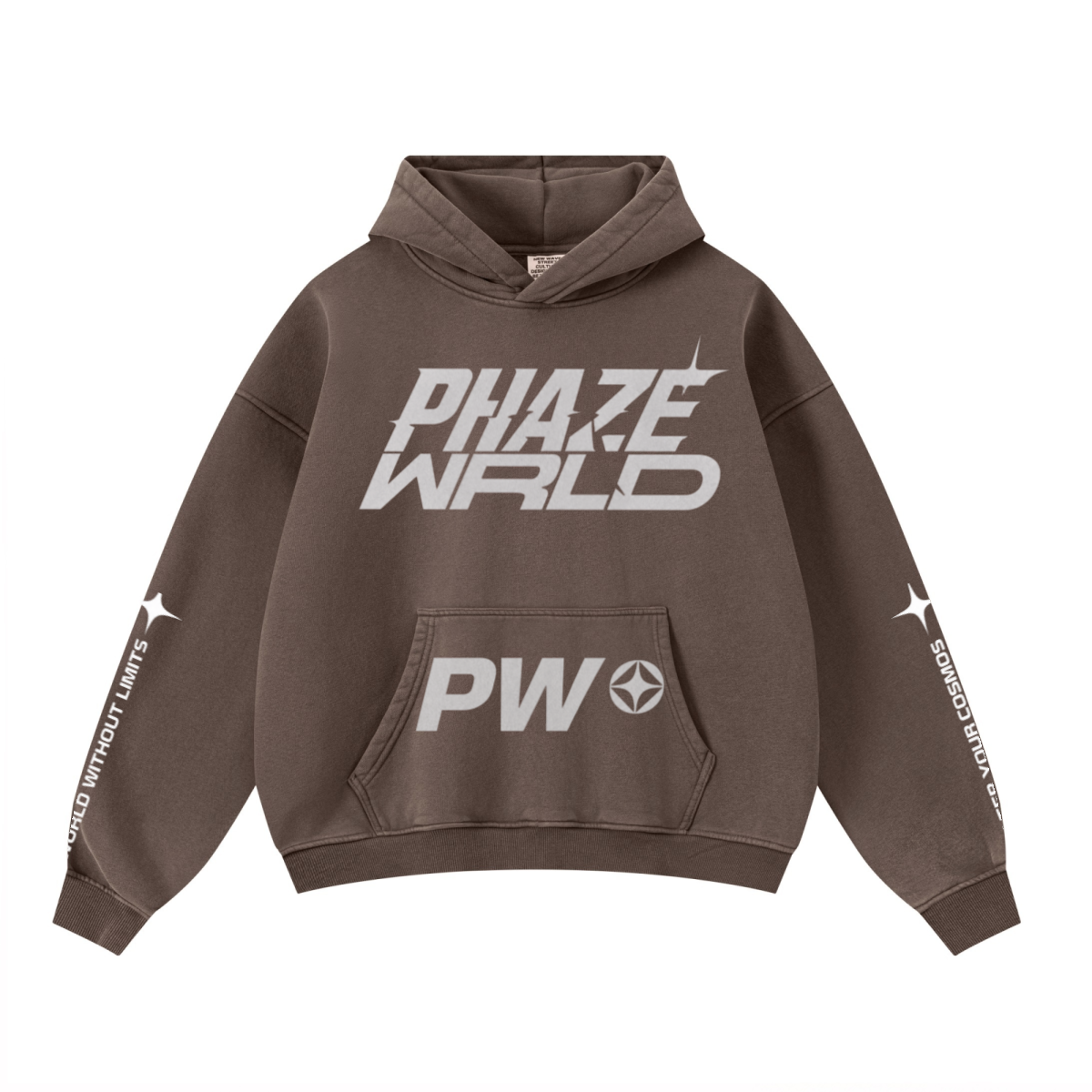 Streetwear 400GSM Unisex Washed Heavyweight Boxy-Fit Hoodie Vintage Brown