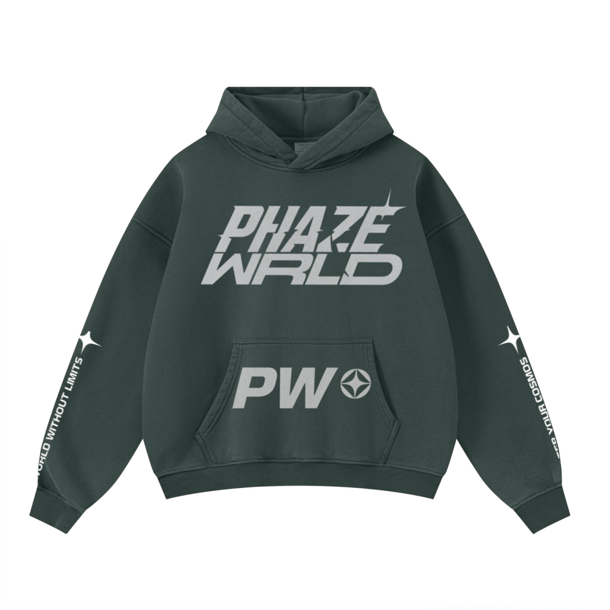 400GSM Unisex Washed Heavyweight Boxy-Fit Hoodie Vintage Moss Green