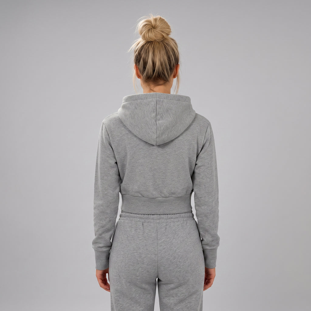 Phaze Wrld™ Slim Crop Zip Hoodie — Gray