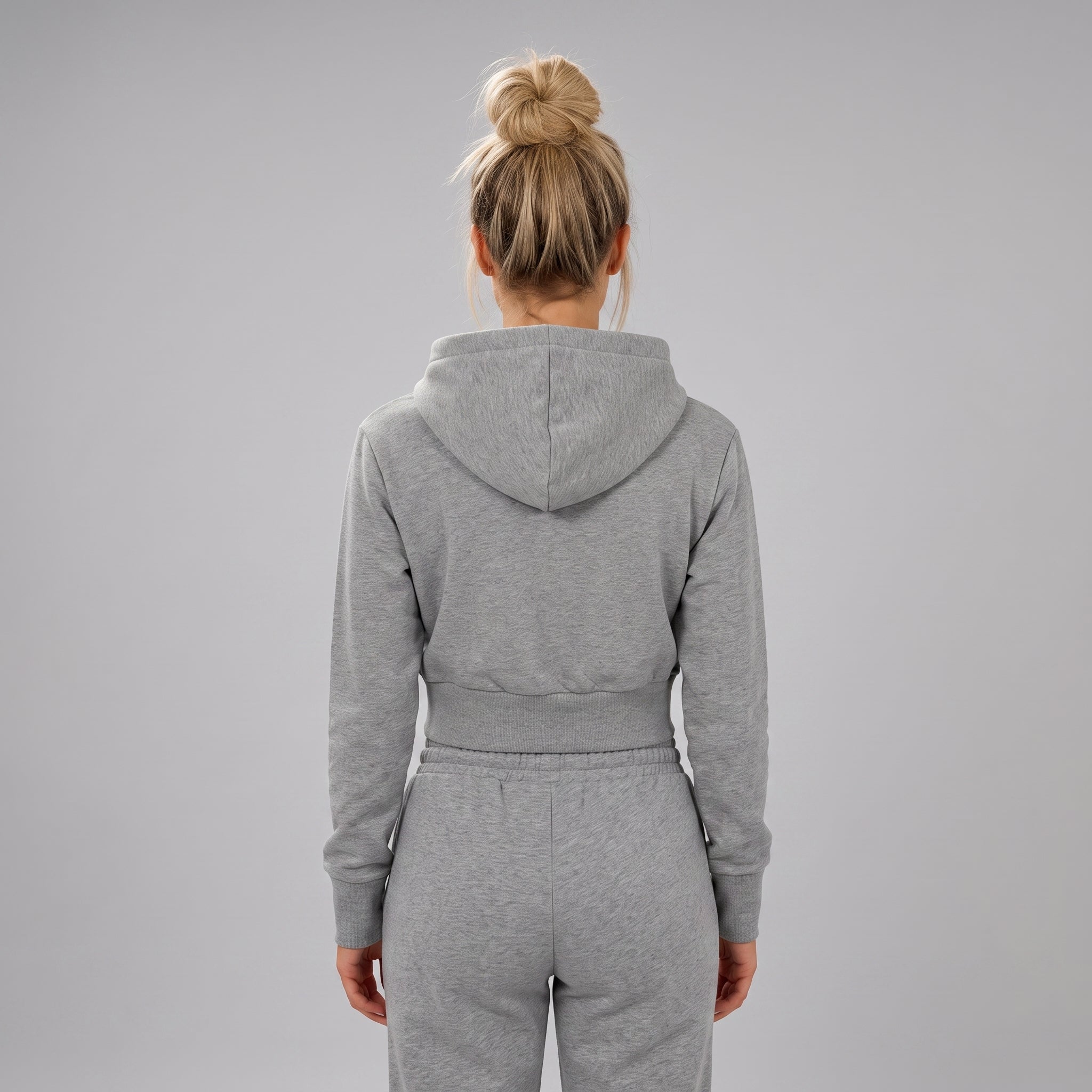 Phaze Wrld™ Slim Crop Zip Hoodie — Gray