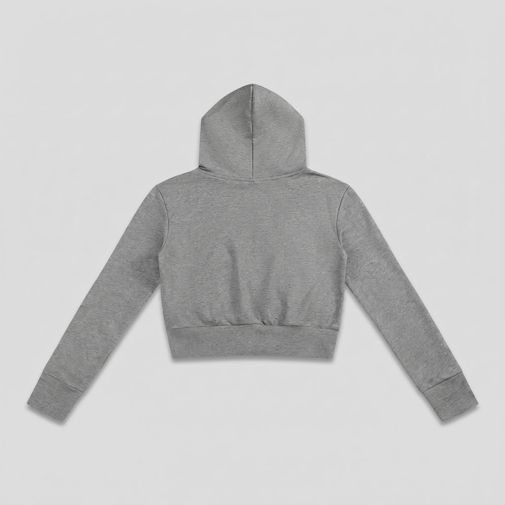 Phaze Wrld™ Slim Crop Zip Hoodie — Gray
